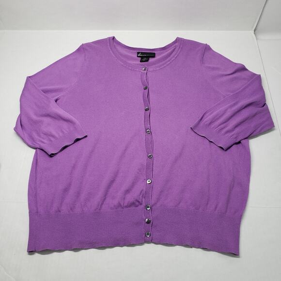 Lane Bryant Cardigan Sweater Womens 18/20 Pastel Purple 3/4 Sleeve Button-Up - Picture 9 of 16